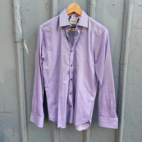 Ted Baker Archive Purple Pinstripe “mahjong” button-down,  Size Neck 15 - Picture 1 of 12